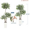 Home Decor 5 FT Ficus Tree Artificial w/ Tall White Planter, Fake Ficus Tree w/ 3 Natural Trunks & White-Edged Leaves, Tall Faux Floor Plant - 2 of 4