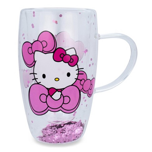  Silver Buffalo Sanrio Hello Kitty Unicorn Glass Mug With  Glitter Handle