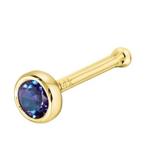 Jewelry Avalanche 22G 14K Gold Bezel-set Alexandrite Ball-end Nose Stud - 1 of 3