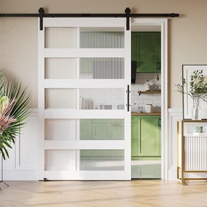 Bestier  Glass Barn Door with 8ft Sliding Barn Door Hardware Kit & Handles - 1 of 4
