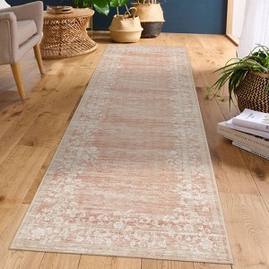 Modern Machine Washable Area Rugs Floral Printed Floor Carpet Non Slip Backing Stain Resistant Indoor Soft Mat - 1 of 4