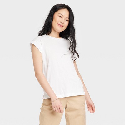 Women's Extended Shoulder T-Shirt - A New Day™ Beige XS