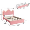 Upholstered Kids Bed Frame with Headboard, Under-Bed Drawer & Light - Lamb Fleece Fabric, Wood Slat Support, No Box Spring Needed - 2 of 4