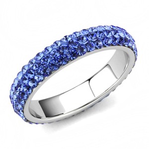 Slickblue Women’s Polished Stainless Steel Ring, Crystal Rhinestone Pave Design, Color Options, Sizes 5-10 - 1 of 4