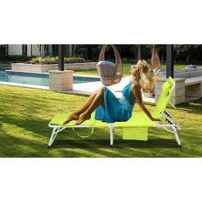 PAGED Patio Chaise Lounge with Face Hole and Removable Pillow,Outdoor Tanning Chairs with 5 levels of Adjustment for Poolside,Backyard