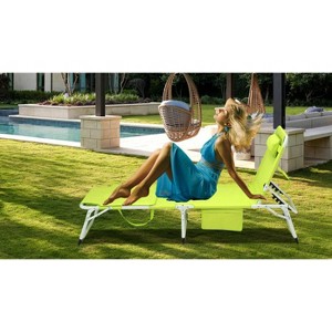 PAGED Patio Chaise Lounge with Face Hole and Removable Pillow,Outdoor Tanning Chairs with 5 levels of Adjustment for Poolside,Backyard - 1 of 4
