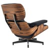 HomeRoots 27" Black and Brown Tufted Genuine Cowhide Swivel Lounge Chair With Ottoman - 4 of 4