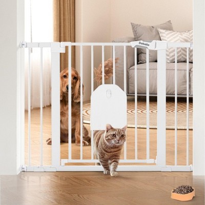 CatPrivilege A7 | Adjustable Safety Gate with Lockable Pet Door