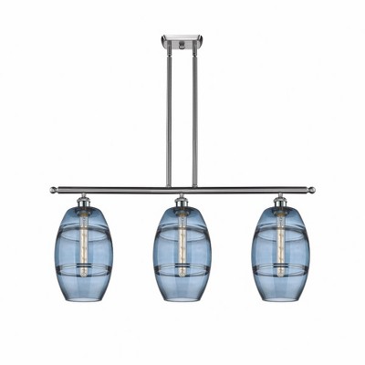 Vaz - 3 Light Stem Hung Island In Industrial Style-10.38 Inches Tall and 36 Inches Wide