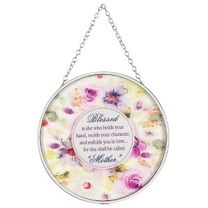 Dicksons Blessed Mother Purple Floral 6 x 6 Glass Sun Catcher with Suction Cup - 1 of 2