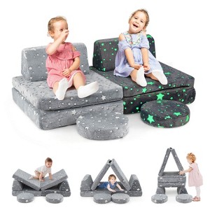 Infans Glow in the Dark Modular Kids Play Couch Set w/ Machine-washable Flannel Covers - 1 of 4