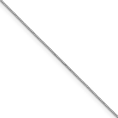 Black Bow Jewelry 0.8mm 14k White Gold Solid Box Chain Lobster Clasp Necklace