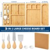 COZONY Bamboo Serving Set 3-Piece Divided Plates with Cheese Knives and Sauce Dishes Reusable Trays for Meals Snacks Desserts - 2 of 4