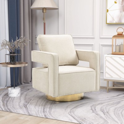 CAVINAS Accent Chair, Swivel Accent Open Back Chair Modern Comfy Sofa Chair With Gold Stainless Steel Base