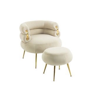 NicBex Velvet Accent Chair with Ottoman Modern Upholstered Armchair with Metal Legs for Living Room - 1 of 4