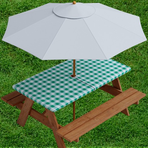 Tablecloth With Hole For Umbrella With Bench Covers Vinyl With Flannel Back by SORFEY - image 1 of 4