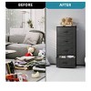 Dresser with 4 Drawers ,Fabric Storage Tower, Organizer Unit for Living Room, Hallway, Closets,Sturdy Steel Frame, Wooden Top - 4 of 4