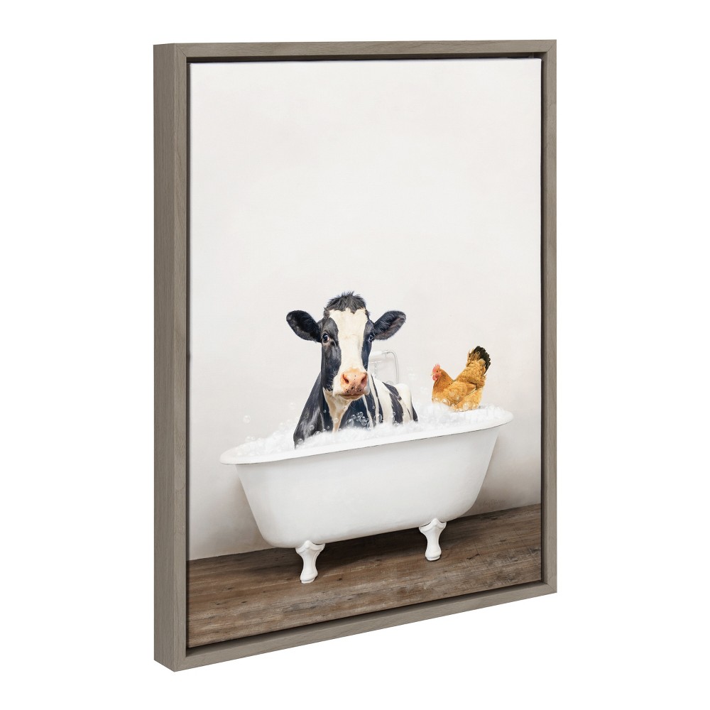 Photos - Other Decoration 18" x 24" Sylvie Cow and Chicken in Rustic Bath Frame Canvas by Amy Peters