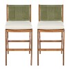 Scott Living Arly Green Outdoor Bar Stool Solid Acacia Wood and Woven Wicker, Set of 2 - 3 of 4