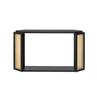 Infurnic Decorative Storage Cabinets with Unique Irregular Top Design for Living Room Hallway and Entrance, Black, 53.54"*12.4"*29.7"