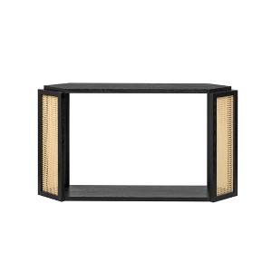 Infurnic Decorative Storage Cabinets with Unique Irregular Top Design for Living Room Hallway and Entrance, Black, 53.54"*12.4"*29.7" - 1 of 4