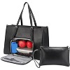 Lunch Tote Bag for Wome, Laptop Bags with Insulated Food Compartment, 16.5" PU Leather Work Bag, Leakproof Lunch Box, Black - 2 of 4