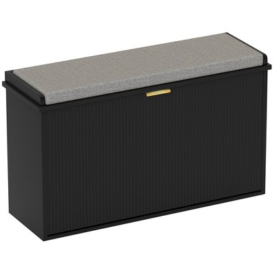 HOMCOM Shoe Bench with Padded Seat Cushion and Flip-Drawer, Entryway Bench