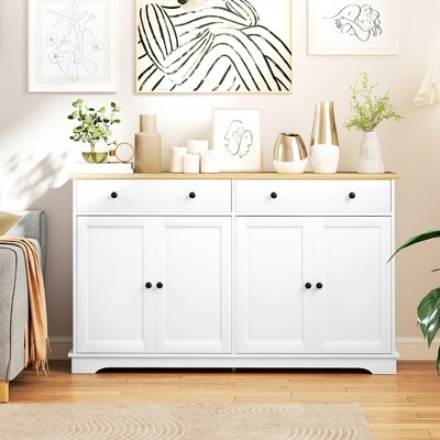 White Shaker 55'' Freestanding Sideboard Buffet Cabinet