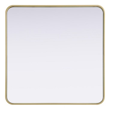Elegant Lighting Contour Metal Square Mirror 30x30 in Brass
