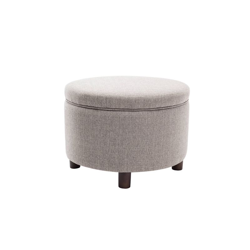 Large Round Storage Ottoman with Lift Off Lid - WOVENBYRD, 1 of 15