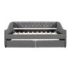 YOOCOZZ Full Size Solid Wood Upholstered Daybed with Storage Drawers - Gray - 3 of 4
