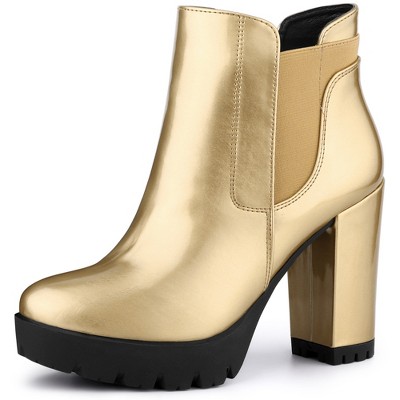 BLISSFUL STEP Women's Halloween Chunky High Heel Platform Zipper Chelsea Boots