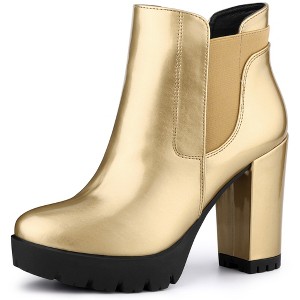 BLISSFUL STEP Women's Halloween Chunky High Heel Platform Zipper Chelsea Boots - 1 of 4