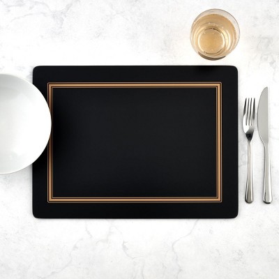 Classic Black and Gold Cork-Backed Hardboard Placemats Set