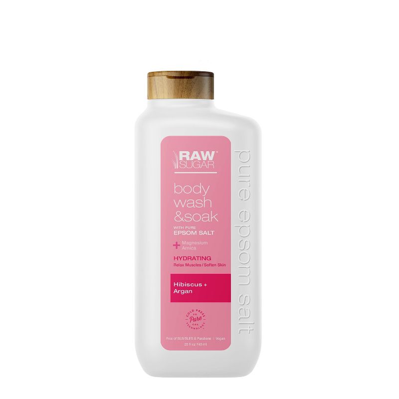 Raw Sugar Epsom Body Wash + Bath Soak - Hibiscus and Argan - 25 fl oz, 1 of 7
