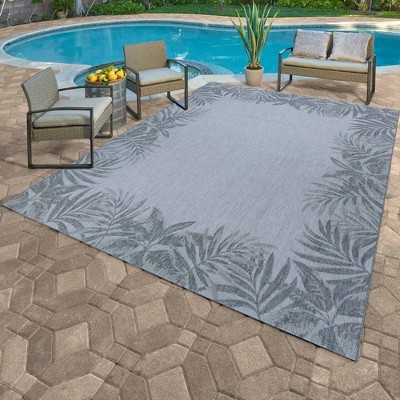 Ash Gray Synthetic Flat Woven Rectangular Indoor/Outdoor Rug