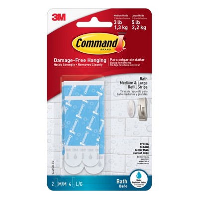 Command 2 Hooks 2 Strips Medium Sized Bath Hooks Frosted : Target