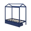Max & Lily Twin Size Solid Wood House Bed Frame with Storage Drawers and Roof for Kids Bedroom - 3 of 4