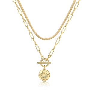 Turandoss 18K Gold Layered Necklaces for Women, Dainty Choker Pendant Necklace with Paperclip Chain, Gold Jewelry for Women, Christmas Gifts for Women - 1 of 4