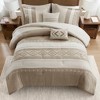 AENKYO King Comforter Set, Taupe Geometric Embroidery 5-Piece Bedding with Pleated Striped Design & Matching Pillows - 2 of 4