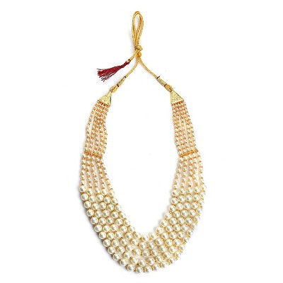 SOHI Women's Pearl White The Mehmooni Multi-Layer Necklace