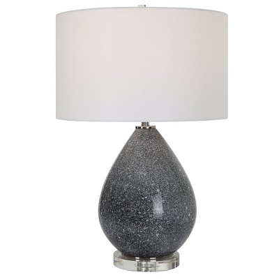 Uttermost Nebula Table Lamp – 26.25"H Black & White Speckled Ceramic Base with Crystal Foot