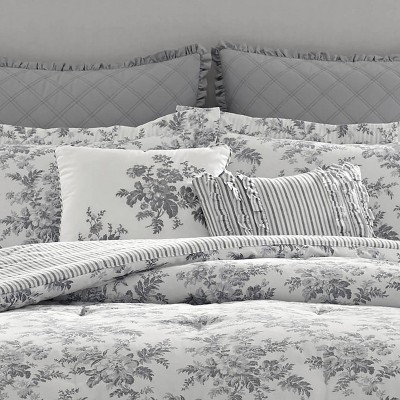 King Gray Cotton Reversible Comforter Set with Shams