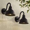 Franklin Iron Works Arnett Rustic Industrial Outdoor Wall Light Fixtures Set of 2 Black Metal 8" Downlight Shade for Post Exterior Barn - 2 of 4
