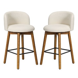 WestinTrends Soho Modern Chenille Upholstered 26" Counter Height Swivel Bar Stools (Set of 2) - 1 of 4