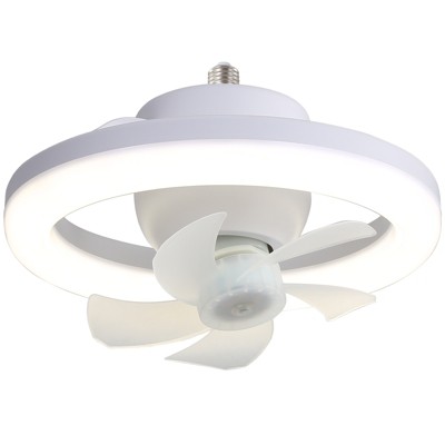Socket Fan Light Small Ceiling Fan with Light and Remote 360° Rotating LED Ceiling with 3 Wind Speeds