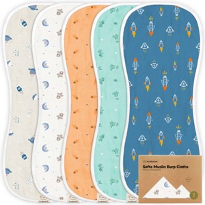 KeaBabies 5pk Organic Softe Muslin Burp Cloths for Baby Girls and Boys, Large Absorbent Burping Cloths for Babies, Baby Burp Clothes - 1 of 4