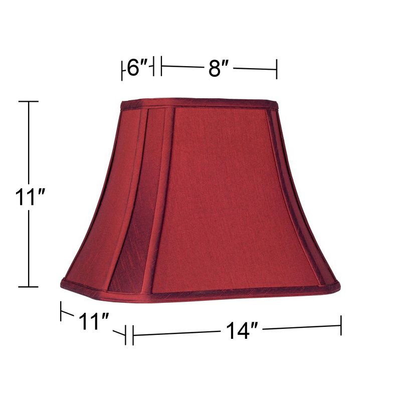 Springcrest Set of 2 Rectangular Lamp Shades Red Medium 8" Wide x 6" Deep at Top 14" Wide x 11" Deep at Bottom 11" High Spider Harp Finial, 5 of 6
