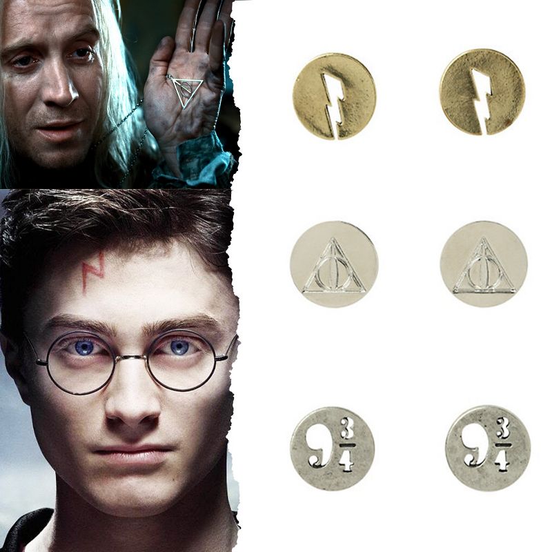 Harry Potter Earrings For Women 3 Pack 9 3/4 Lightning Bolt Scar Deathly Hallows, 4 of 5