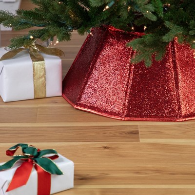 Glittery Red Fabric Hexagonal Christmas Tree Collar